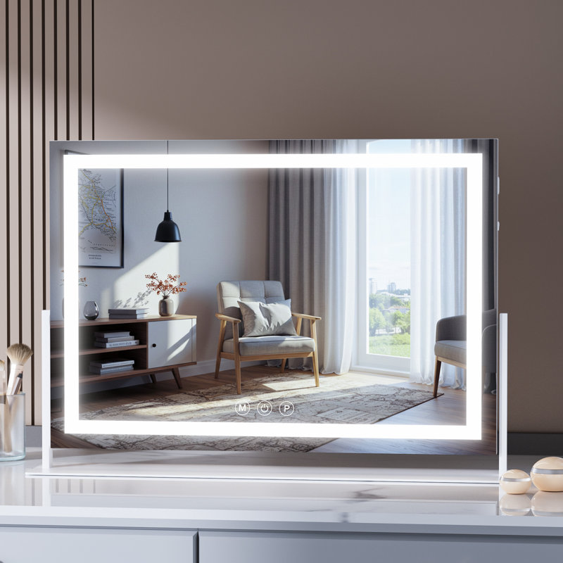Miroir rectangulaire à DEL, contrôle de la température en continu 3 couleurs et intensité variable , Noir
