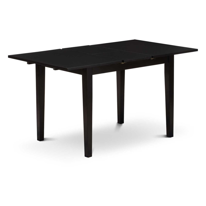 5-Piece Buttermilk and Cherry Solid Wood Top - Rectangular Dining Room Set with Butterfly Leaf - Seats 4, Black, Black, Black