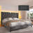 Bed Frame With 51"High Velvet Upholstered  Wingback Headboard, Platform Bed With Charging Station And Led Lights-655026584-655026587
