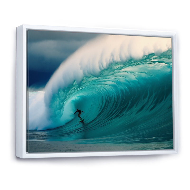 Hawaiian Waves Surf Dream I - Hawaii, art mural encadré, H 12 po x l 20 po x P 1 po, Cadre flottant blanc