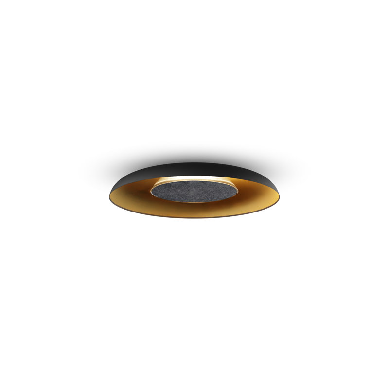 Ramen LED Flush Mounted Sconce, Charcoal/Matte Black/Gold, 2.6" H x 18" W x 18" D