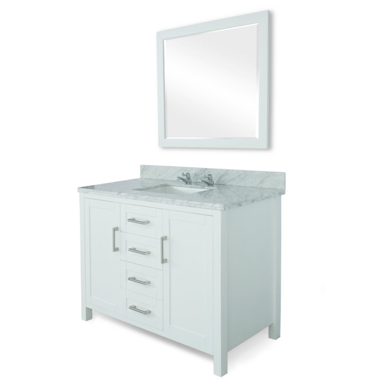 Hodgeman 48'' Single Bathroom Vanity with Stone Top with Mirror