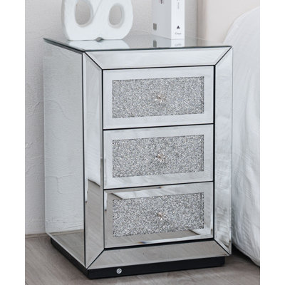 Ailany 40cm W Glass Bedside Table