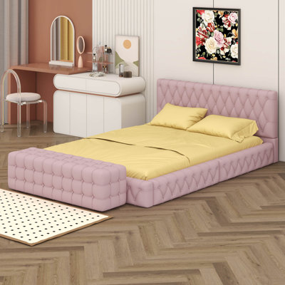 Grand lit tapissier avec repose-pieds rectangulaire Abbagayle