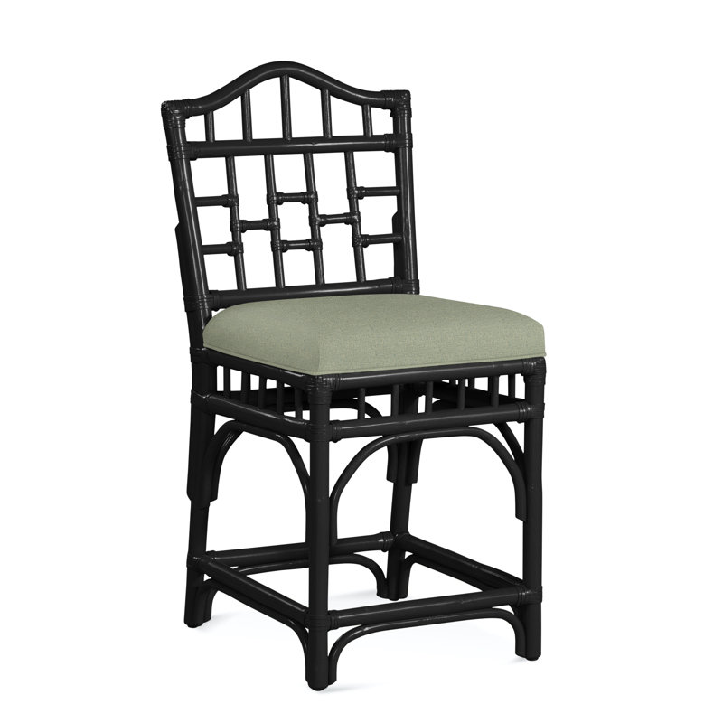 Tabouret de comptoir 24 po Chippendale, Tissu vert performance 0851-54, Noir