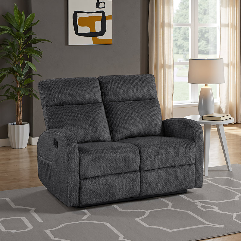Causeuse inclinable double avec tissu texturé en microfibre Morfudd