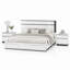 Ensemble de chambre à coucher grand lit, blanc, bois gris métallique, ensemble de 3 pièces avec 2 tables de chevet-130997580