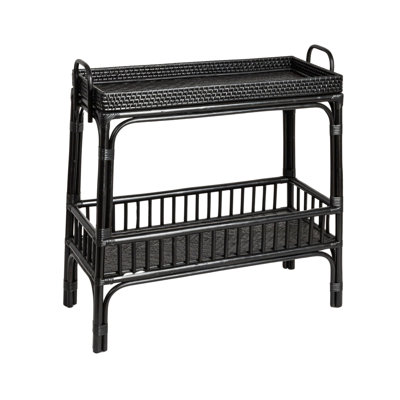 Lily Rattan and Bamboo Console Table with Shelf