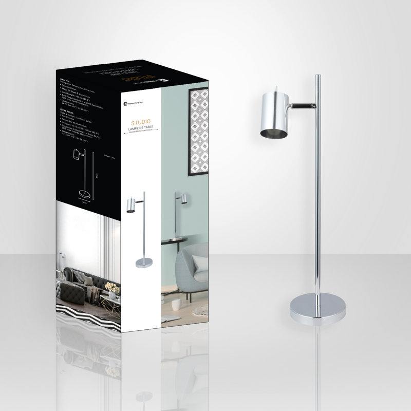 Lampe de table chromée 20 "avec prise