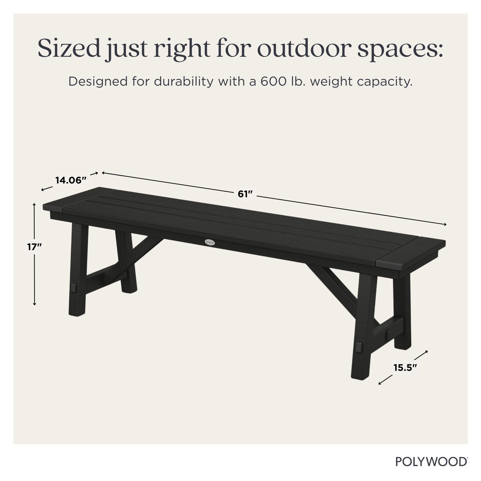 POLYWOOD® 61" Picnic Bench, Mahogany