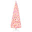 Arbre de Noël artificiel enneigé 7,5 pi avec forme de crayon, branches de pin réalistes et lumières DEL chaudes, ouverture automatique