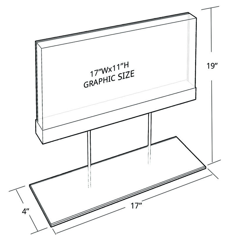 The Elite Series: grand porte-affiche en acrylique sur support chromé pour comptoir de format graphique, L 17 po x H 11 po