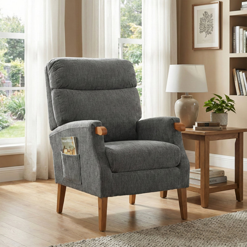 Upholstered Side Chair, Grey Polyester Blend