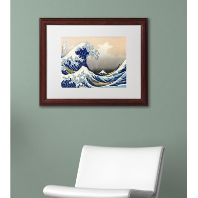 « the great kanagawa wave » par katsushika hokusai, mat, reproduction d’art encadrée