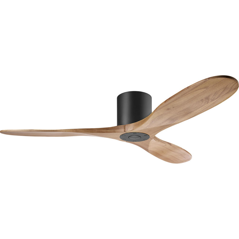 Maverick Smart Hugger Ceiling Fan, Natural Honey, Matte Black, 52" Wide