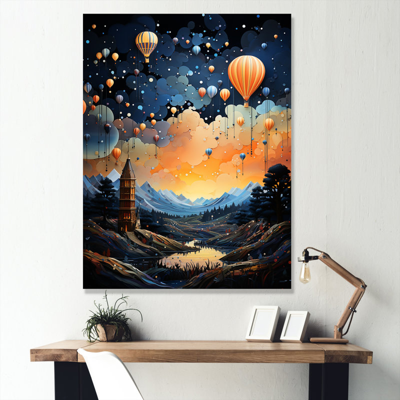 Vol en montgolfière, H 44 po x l 34 po x P 1,5 po, Toile tendue