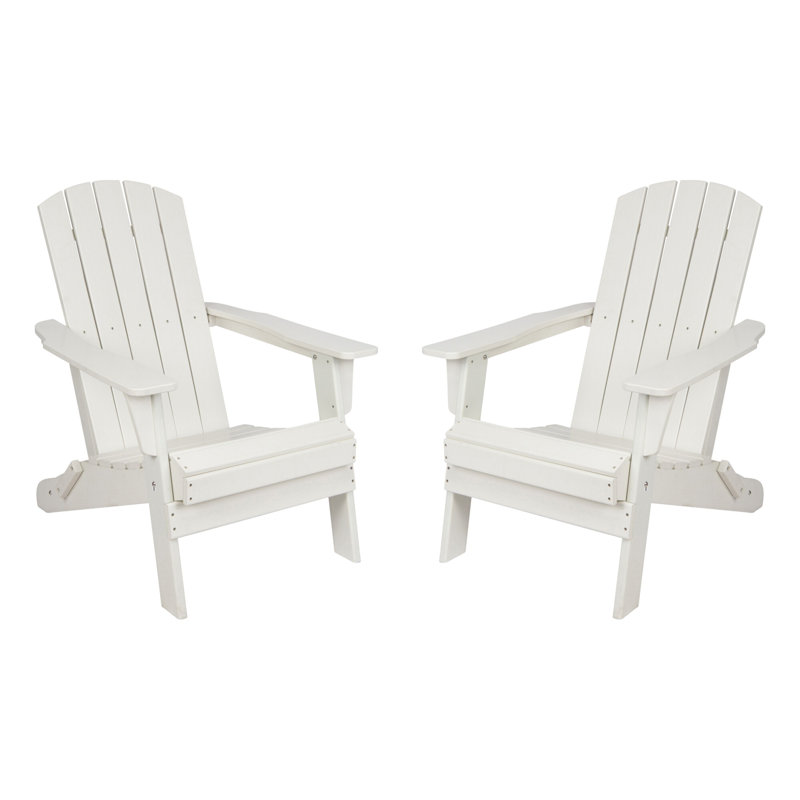 Marina Weather-Resistant Foldable Outdoor Adirondack Chair, White