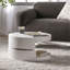 Table basse ronde à faible encombrement, style rotatif moderne, bois manufacturé blanc doux, 23,6 po