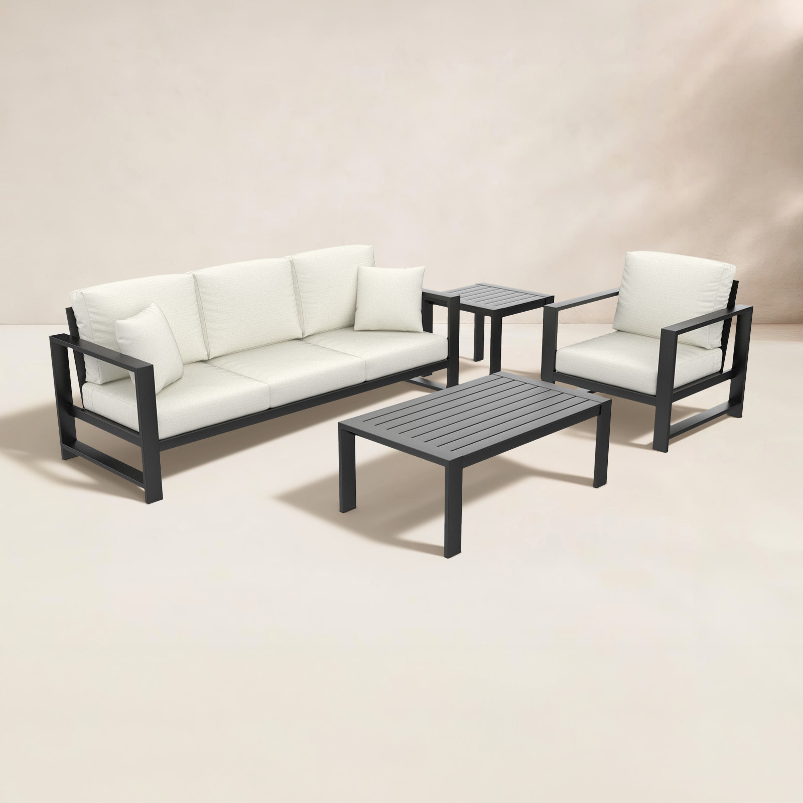 Dulcie 4-Person Sunbrella® Patio Seating Group, Canvas White Sunbrella® Canvas