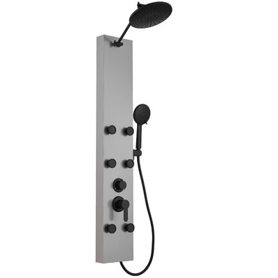 Système de panneau de tour de douche à inverseur à 3 voies avec pomme de douche à pluie et baguette de douche en nickel chromé