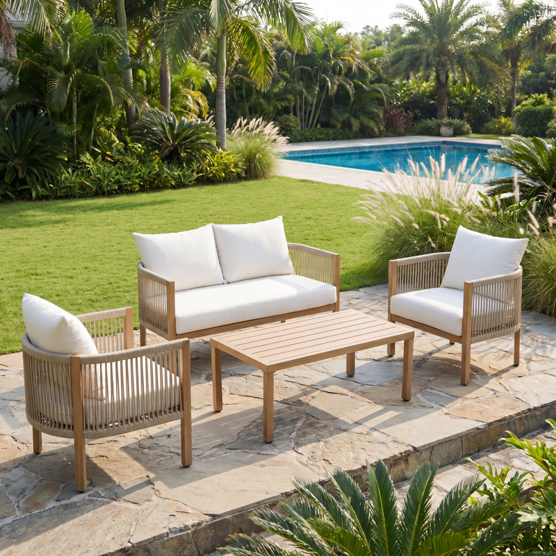 Ensemble de conversation pour patio 4 pièces, Crème