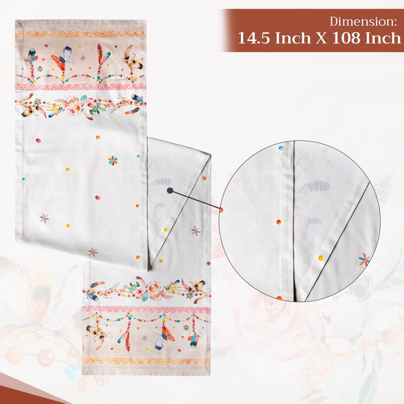 Chemin de table 100% coton Maison d’Hermine, L 108 po x l 14,5 po