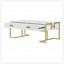 Table basse moderne moderne avec 4 tiroirs et base dorée, parfaite pour le rangement élégant et la décoration dans n'importe quel salon.-471534006