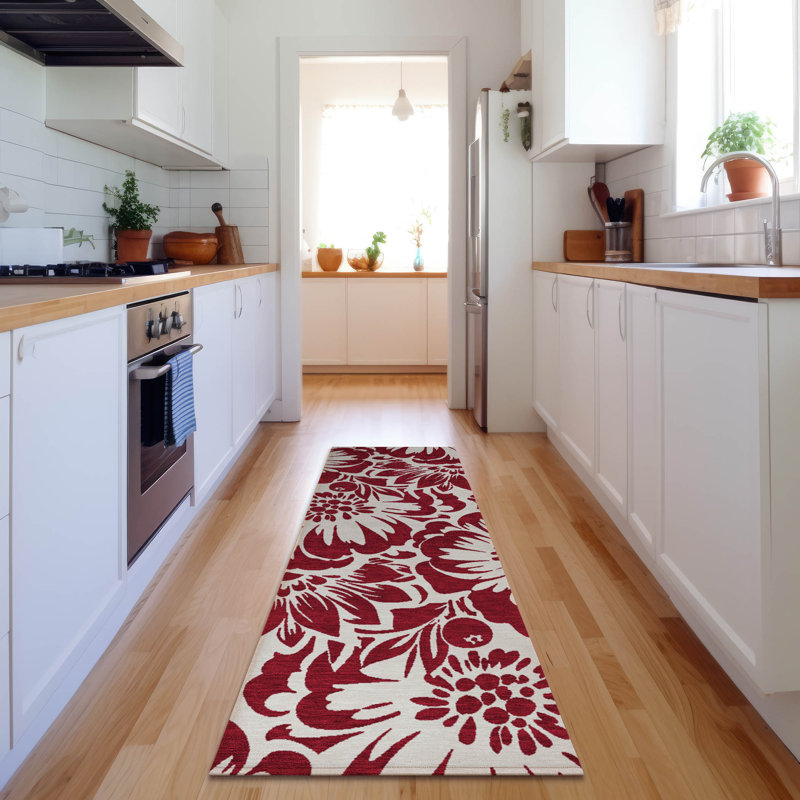 Tapis bourgogne de qualité supérieure Cerrito AMF551, Tapis de couloir 2 pi 3 po x 7 pi 6 po