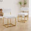 Set of 2 Side Chairs, white-toned teddy fabric, gold iron legs, 19.5L x 22.5W x 30H inches, modern minimalist dining seating