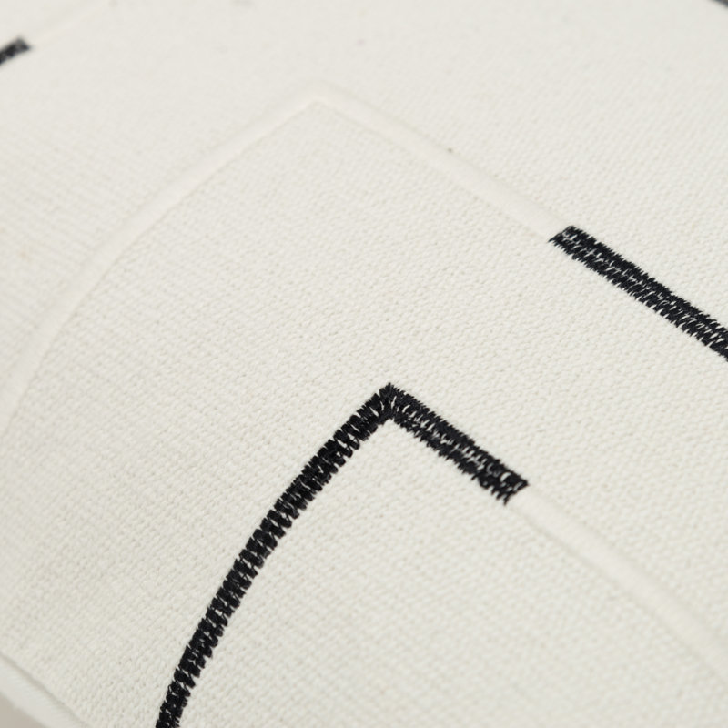 Odile Geometric Cotton Reversible Throw Pillow, Ivory/Black