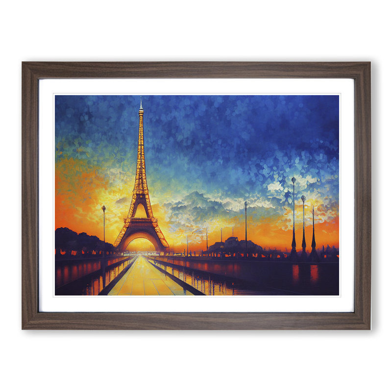 Eiffel Tower - Single Picture Frame Painting, 46cm H x 64cm W x 2cm D, Walnut