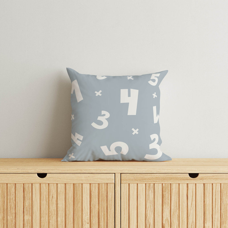 Coussin Numéros,  Bleu ardoise, H 26 po x l 26 po