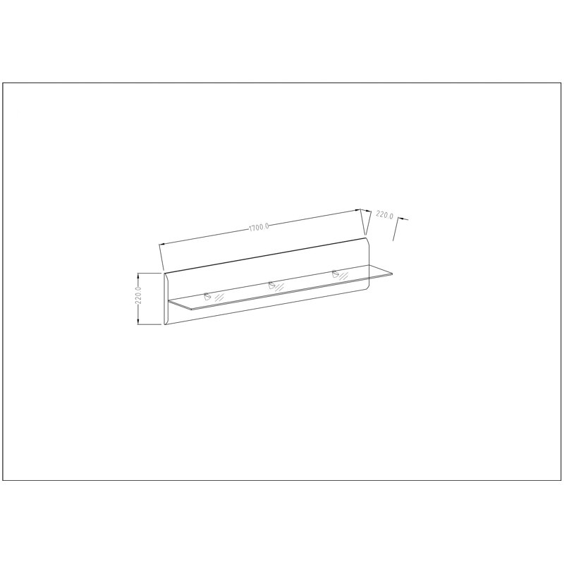 Inishmurray Glass Accent Shelf, 170cm W x 22cm D