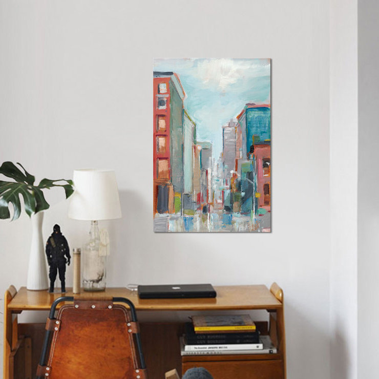 « centre-ville ii », impression sur toile, H 40 po x l 26 po x P 1,5 po, Toile tendue, Pas de tapis