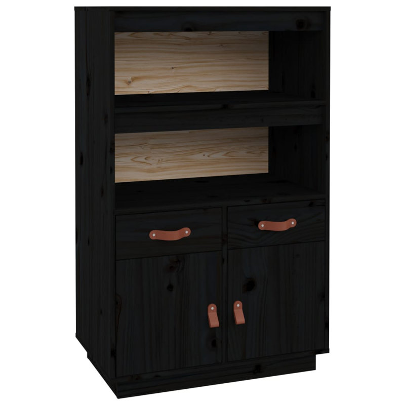 Kyi 67cm Solid Wood Sideboard, Black