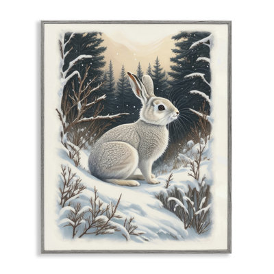 Lapin dans la forêt d'hiver, estampe numérique par Denise Dundon