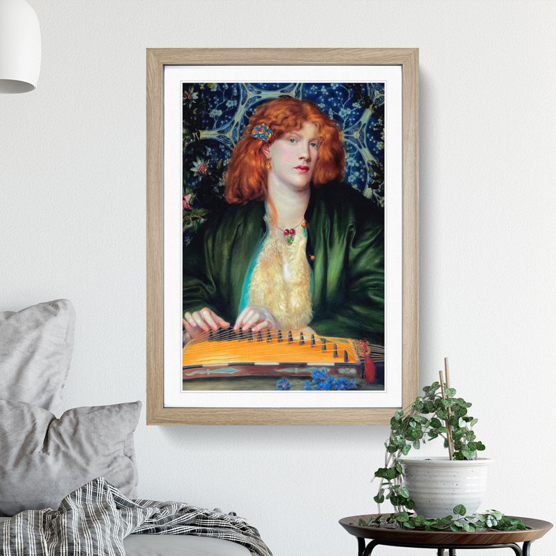 The Blue Bower by Dante Gabriel Rossetti - Picture Frame Painting on MDF, 48cm H x 36cm W x 2cm D, Oak Framed
