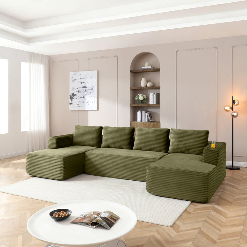 Canapé modulaire en Corduroy, Vert