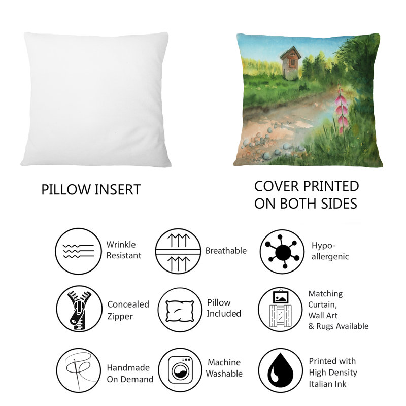 Paysage avec une route pittoresque - coussin décoratif imprimé Lake House 1