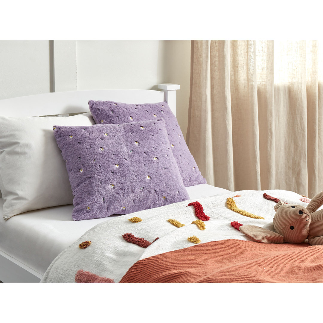 Aanis Floral Violet Square Throw Cushion With Filling