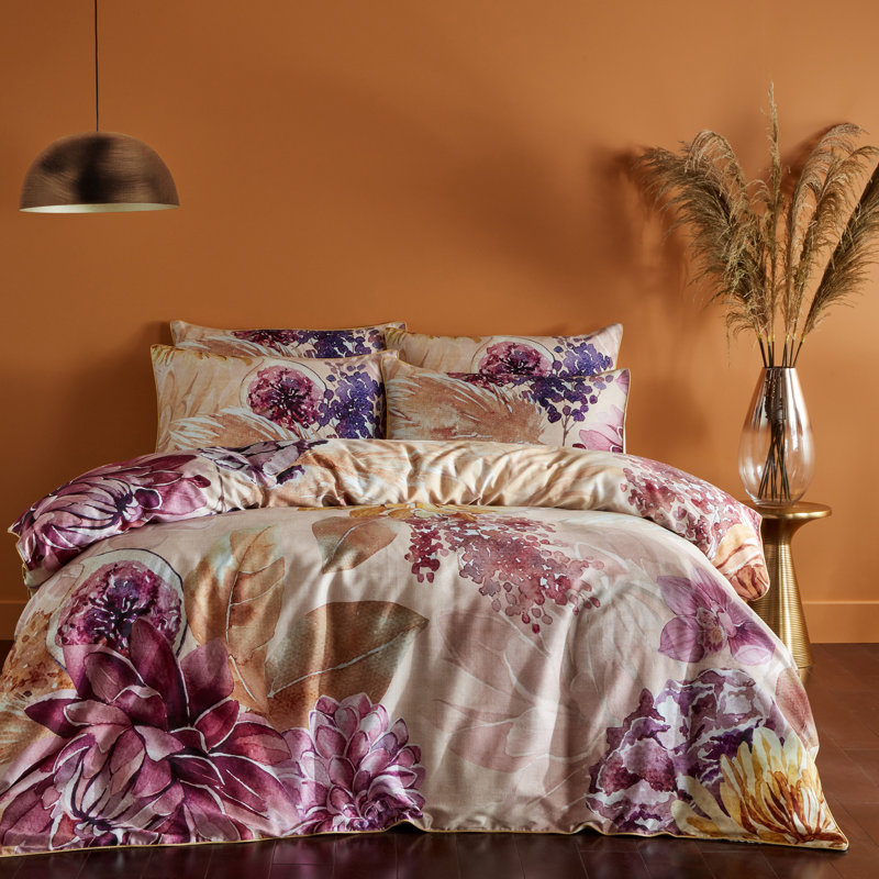 Saffa Cotton Floral Duvet Cover Set with Pillowcases Included, Super King - 2 Standard Pillowcases