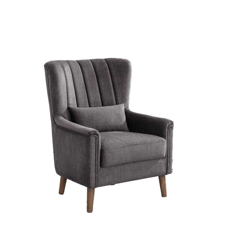 Colvin Upholstered Wingback Chair, Graphite Gray Velvet