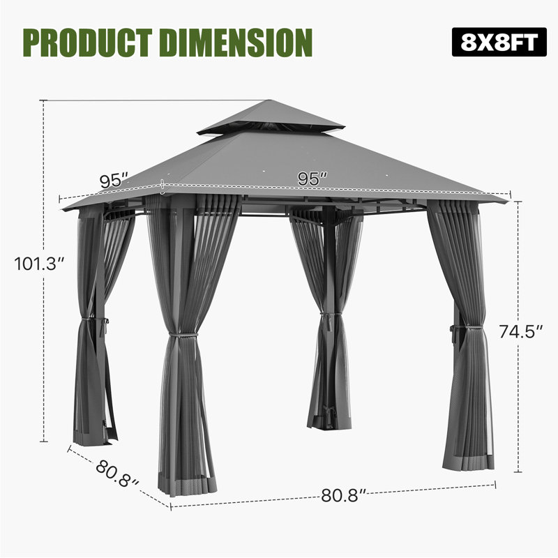 8 pi L 8 pi. D Pavillon de jardin avec double toit