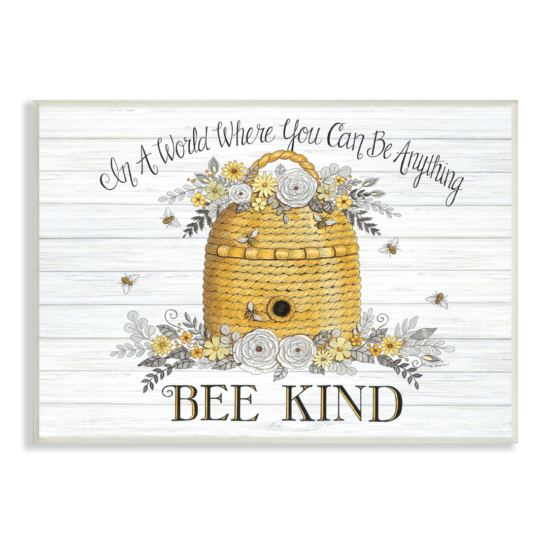 " In A World Bee Kind Motivational Phrase Beehive " Stupell Industries 