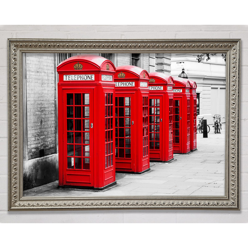 Red Telephone Box Lineup - Single Picture Frame Print, 59.7cm H x 84.1cm W