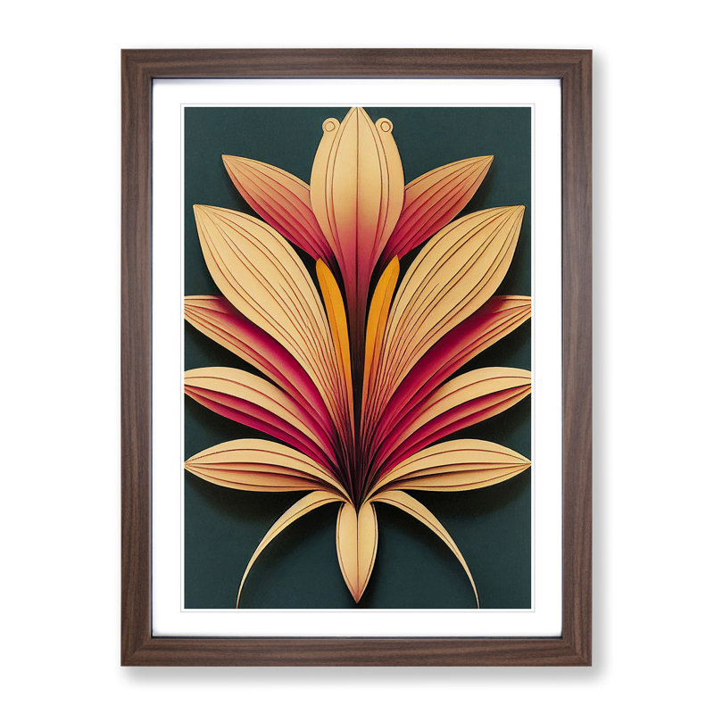 Flower No.4 - Single Picture Frame Print, Walnut Framed, 64cm H x 46cm W x 2cm D