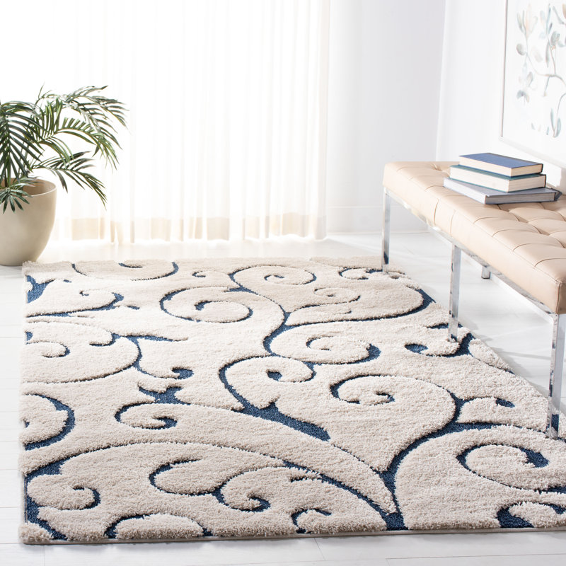 Tapis Amza, Crème/bleu, Rectangle 6 pi x 9 pi