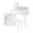 Corner Makeup Vanity Desk With Mirror & LED Lights, Modern Vanity Set With Mirror And Stool, Dressing Table With Large Storage For Small Place, Brightness Adjustable Folding Mirror, White