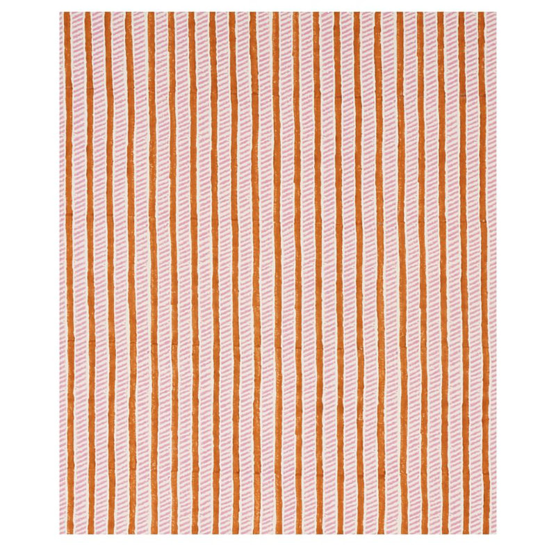Schumacher x Molly Mahon Garden Path Hand Block Print Fabric, Copper/Rose