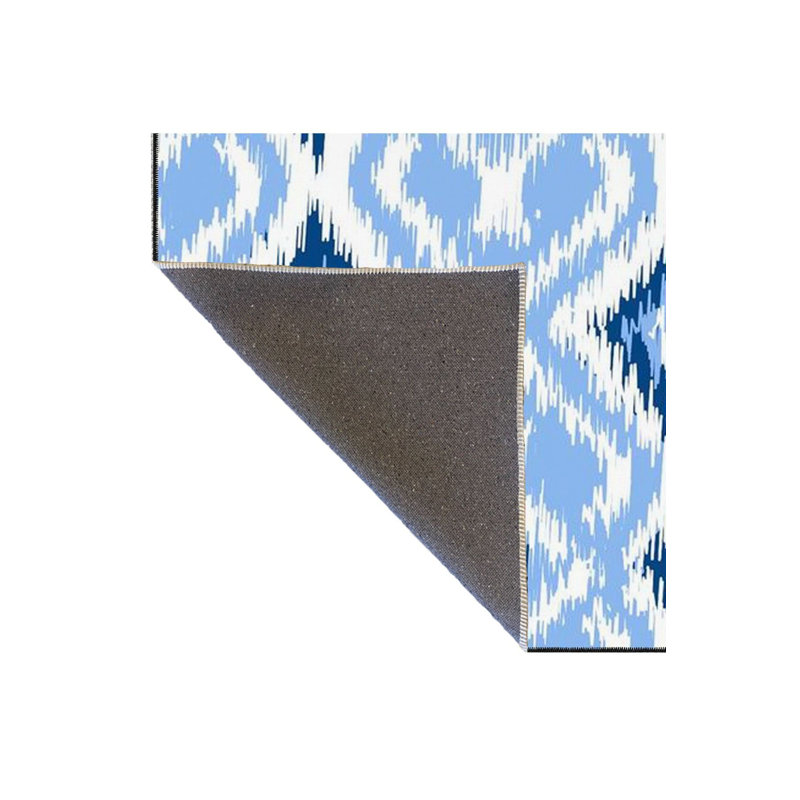 Tapis bleu tissé à motif machine lavable à la machine, Sous-tapis rectangulaire 3 pi 11 po x 5 pi 11 po i